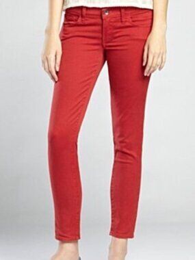 Lucky Brand Red Charlie Capri Pants Slim Fit Low Rise Casual Womens Size 10/30